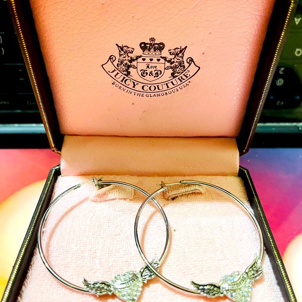 Juicy Couture Hoop Signature Earrings Decorated Swarovsky Crystals